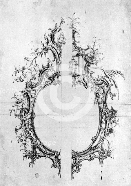 Design for detail on furniture, 1754, (1929).Artist: Henry Copland