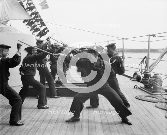 U.S.S. New York, single stick exercise, between 1893 and 1901. Creator: Unknown.