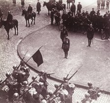 Troops marching,  Aachen, Germany, c1914-c1918. Artist: Unknown.
