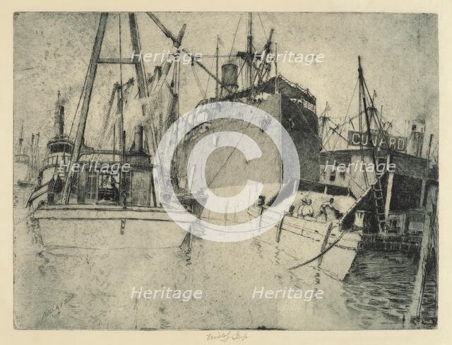 Chelsea Docks, Loading the Ship, 1907. Creator: Charles Frederick William Mielatz.
