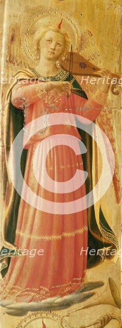 Angel making music (From the Tabernacle of the Linaioli), ca. 1433. Creator: Angelico, Fra Giovanni, da Fiesole (ca. 1400-1455).
