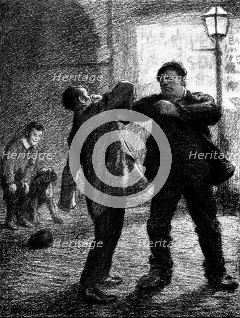 His Cheap Bravo: ...the large-faced man decorated Mr. Price's face oddly..., 1898. Creator: Unknown.