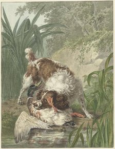 Hunting dog catches a duck, 1754-1831. Creator: Wybrand Hendriks.
