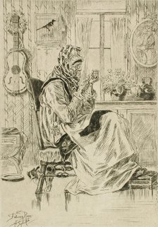 La Vieille à l'aiguille, 1876. Creator: Félicien Rops.