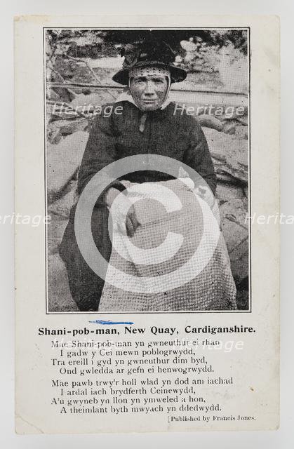 Shani-pob-man (Jane Leonard), New Quay, Cardiganshire with a short poem about her, c1906. Creator: Unknown.