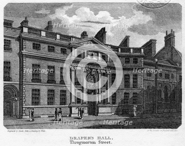 Drapers' Hall, Throgmorton Street, City of London, 1812.Artist: Sands