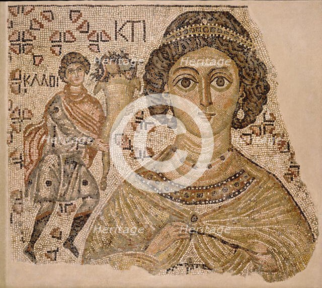 Fragment of a Floor Mosaic with a Personification of Ktisis, Byzantine, 500-550. Creator: Unknown.