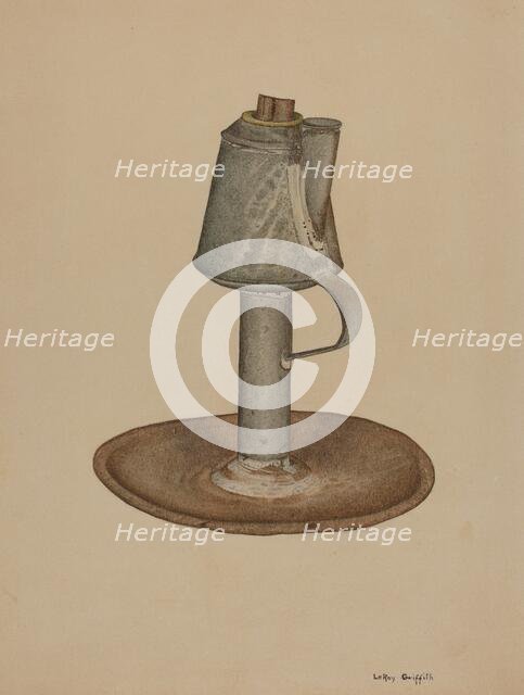 Camphene Lamp, c. 1939. Creator: LeRoy Griffith.