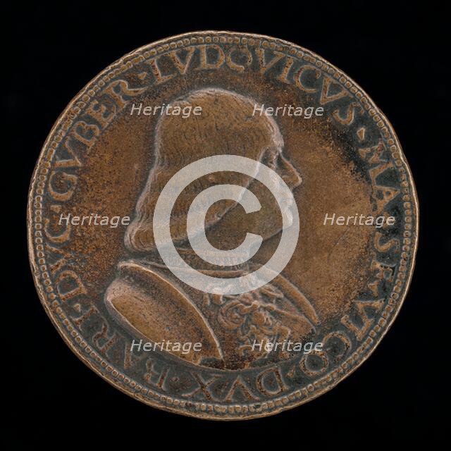 Lodovico Maria Sforza, called il Moro, 1452-1508, 7th Duke of Milan 1494-1500 [obverse], c. 1488. Creator: Cristoforo Foppa.