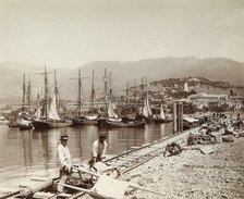 The construction of a pier in Yalta, Crimea, late 19th century(?). Artist: Unknown