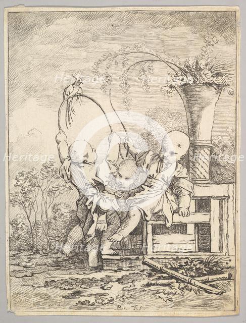 Chinese Children Playing with a Parrot, 1760-70. Creator: Louis Antoine Crozat, Baron de Thiers.