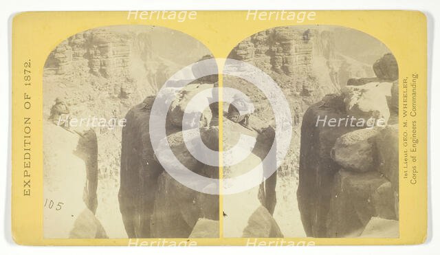 The northern wall of the Grand Cañon of the Colorado, near the foot of To-ro-weap valley..., 1872. Creator: William H. Bell.