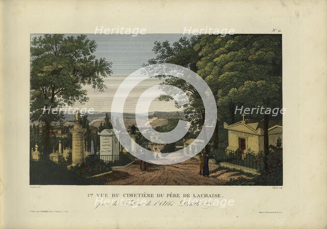 Vue du cimetière du Père de Lachaise, prise du tombeau de l'abbé Delille, 1817-1824. Creator: Courvoisier-Voisin, Henri (1757-1830).