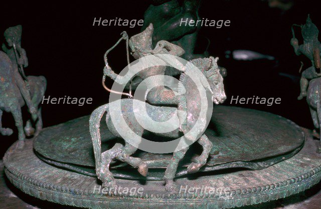 Detail of an Etruscan bronze of an Amazon archer, 6th century BC. Artist: Unknown