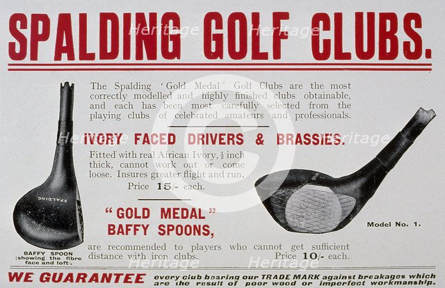 Advertisement for Spalding golf clubs, 1910. Artist: Unknown