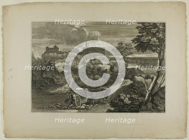 Two Carters Pushing Their Cart and Animals, 1668–71. Creator: Sébastien Bourdon.