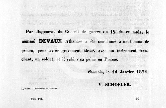 Par Jugement du Conseil, from French Political posters of the Paris Commune,  January 1871. Artist: Unknown