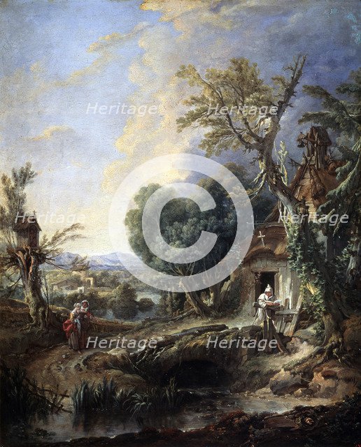 'Landscape with a Hermit', 1742.  Artist: François Boucher