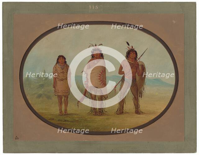 A Yuma Chief, His Daughter, and a Warrior, 1855/1869. Creator: George Catlin.