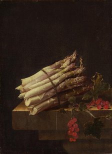 Still Life with Asparagus and Red Currants, 1696. Creator: Adriaen Coorte.