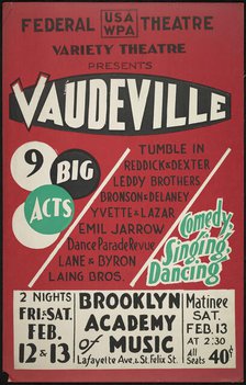 Vaudeville, New York, [1930s]. Creator: Unknown.