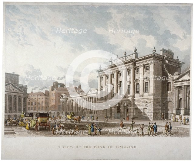 The Bank of England, City of London, 1816.   Artist: Daniel Havell