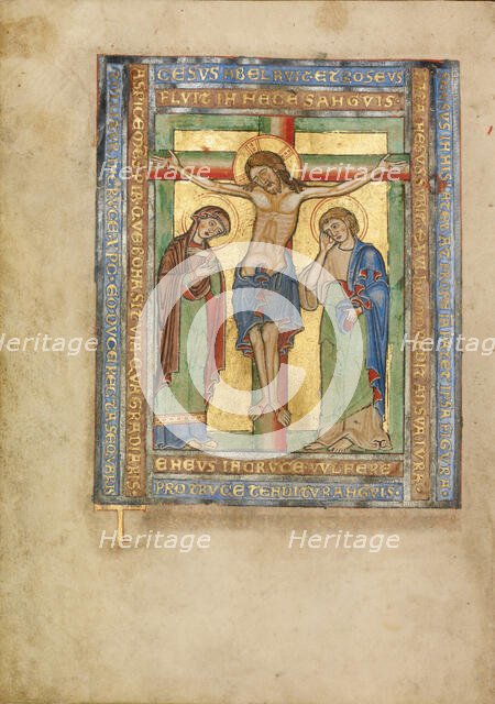 Initial T: The Crucifixion; Missal, about 1180. Creator: Unknown.