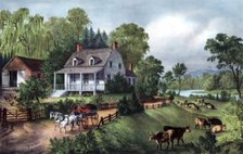 'American Homestead in Summer', 1868. Artist: Currier and Ives