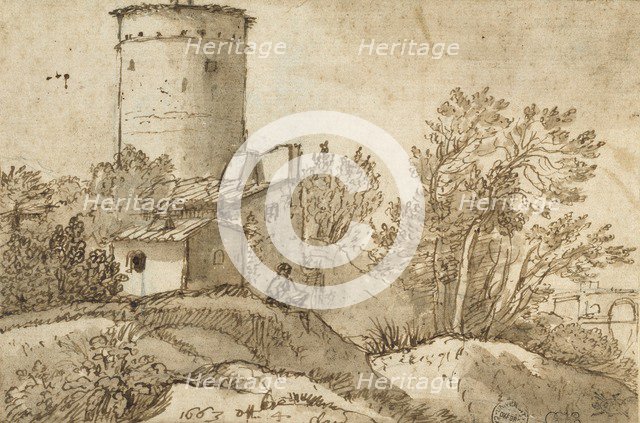 Farm Buildings by the Tiber, 1663. Artist: Claude Lorrain.