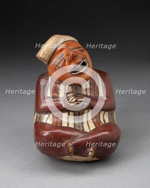 Single Spout Vessel in the Form of a Crossed-Legged Figure, Probably Deceased, 180 B.C./A.D. 500. Creator: Unknown.