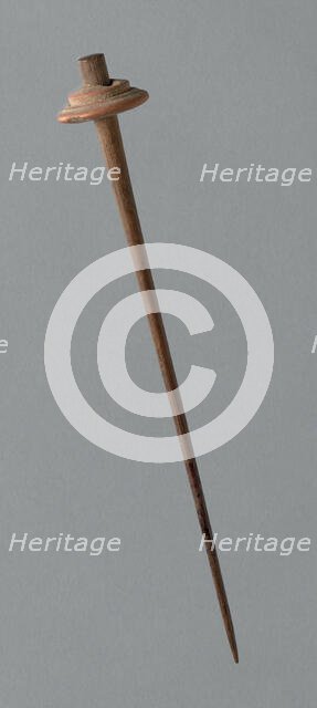 Wooden Spindle with Ceramic Whorl, Peru, 1000/1476. Creator: Unknown.