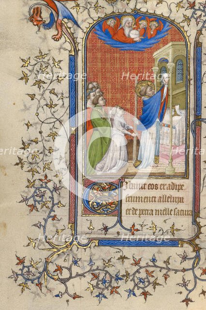 A Priest Celebrating Mass among Worshippers; Book of Hours, about 1410. Creator: Unknown.