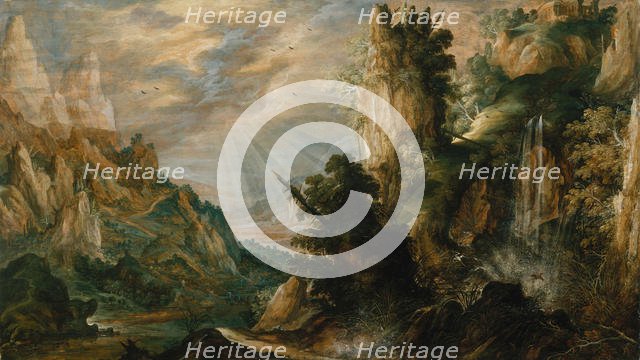 A Mountainous Landscape with a Waterfall, ca. 1600. Creator: Kerstiaen de Keuninck.