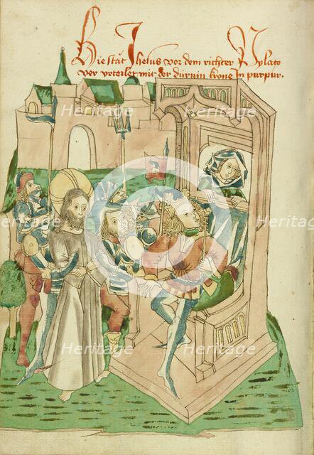 Christ before Pilate; Barlaam und Josaphat, 1469. Creators: Hans Schilling, Diebolt Lauber.