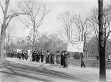 Woman Suffrage - at White House with Banners, 1914. Creator: Harris & Ewing.