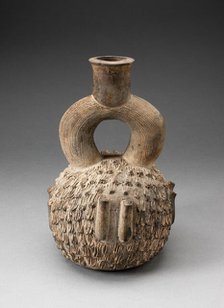 Stirrup Spout Vessel with Raised Appliques Covering the Surface, 1000 B.C./200 B.C. Creator: Unknown.