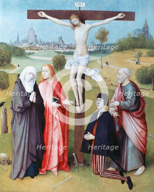 'Christ on the Cross with Donors and Saints', c1480-1516. Artist: Hieronymus Bosch