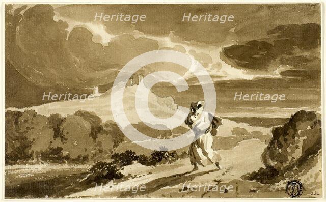 Woman with Baby Fleeing Across Moors, n.d. Creator: John Constable.