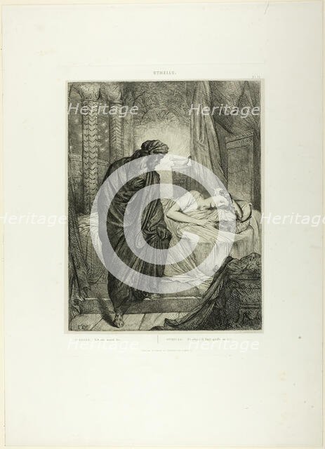 Yet She Must Die, plate eleven from Othello, 1844. Creator: Theodore Chasseriau.