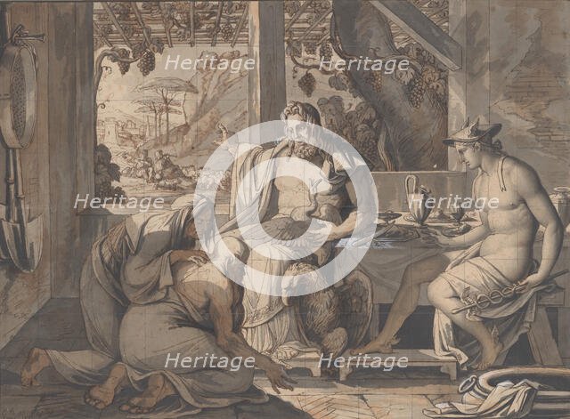 Jupiter and Mercury reveal themselves to Philemon and Baucis, 1809. Creator: Elie-Honore Montagny.