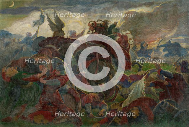 Tomory's Death at the Battle of Mohács, 1895-1896. Creator: Jozef Hanula.