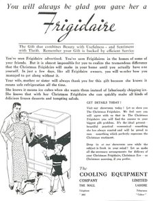 Advertisement for 'Frigidaire' fridges, 1936. Creator: Unknown.