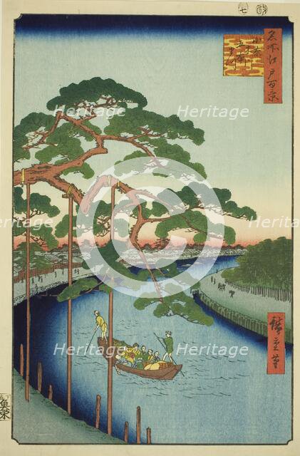 The Five Pines on the Onagi River (Onagigawa Gohonmatsu), from the series "One Hundred..., 1856. Creator: Ando Hiroshige.