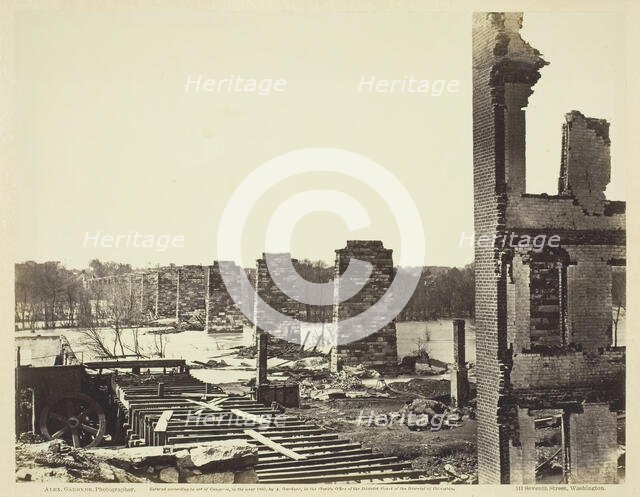 Ruins of Petersburg and Richard Railroad Bridge, April 1864. Creator: Alexander Gardner.