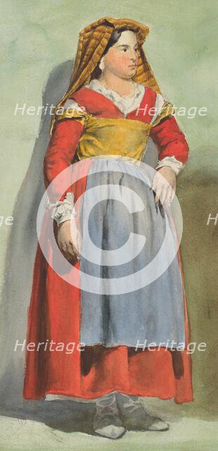 Woman in an Italian costume, 1851-1853. Creator: Vojtech Klimkovic.