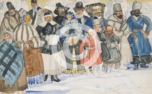 Costume design for the opera The Power of the Fiend by A. Serov, 1919. Artist: Kustodiev, Boris Michaylovich (1878-1927)