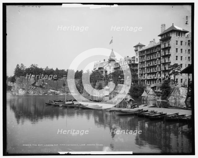 The Boat landing and main entrance, Lake Mohonk House, c1902. Creator: Unknown.