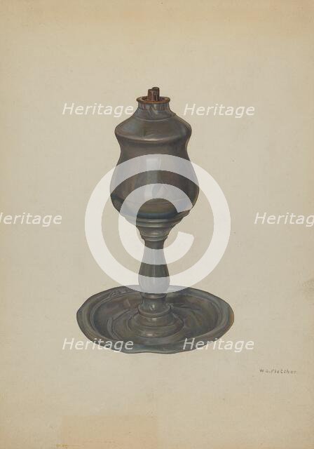 Whale Oil Lamp, c. 1940. Creator: William O. Fletcher.