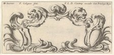 Plate 10: a cartouche with the heads of two lions in profile to left and right in t..., ca. 1640-45. Creator: Francois Collignon.