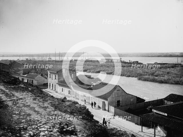 Railroad grounds from the bluff, Tampico, between 1880 and 1897. Creator: William H. Jackson.